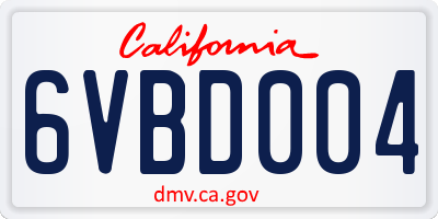 CA license plate 6VBD004