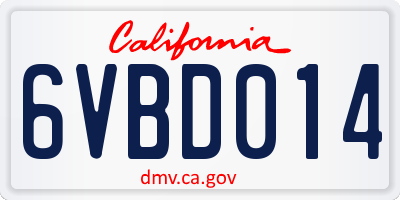 CA license plate 6VBD014