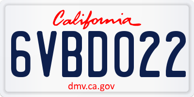CA license plate 6VBD022