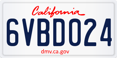 CA license plate 6VBD024