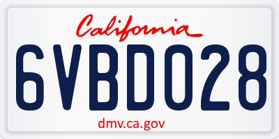 CA license plate 6VBD028