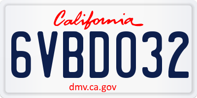 CA license plate 6VBD032