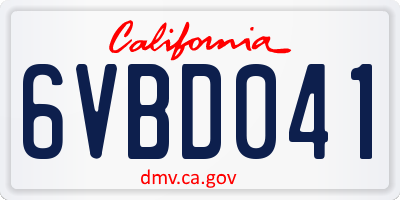 CA license plate 6VBD041