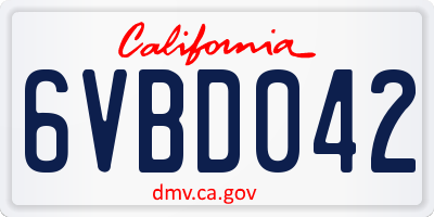 CA license plate 6VBD042