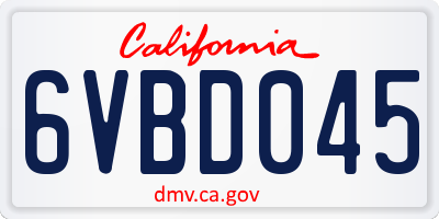 CA license plate 6VBD045