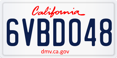 CA license plate 6VBD048