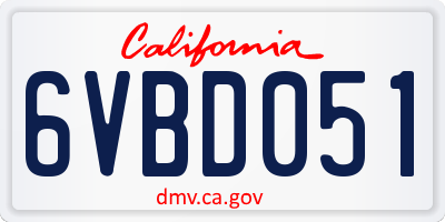 CA license plate 6VBD051