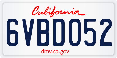 CA license plate 6VBD052