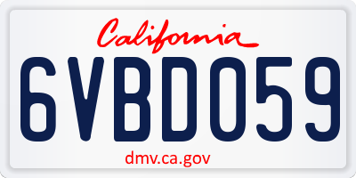 CA license plate 6VBD059