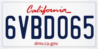CA license plate 6VBD065