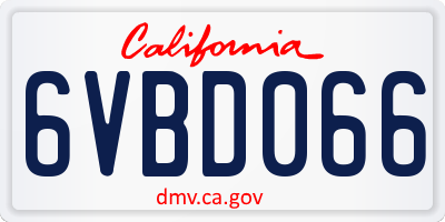 CA license plate 6VBD066
