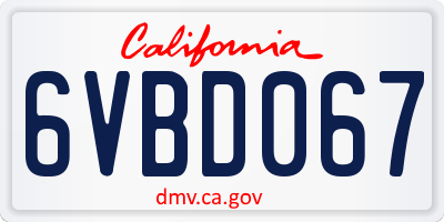 CA license plate 6VBD067