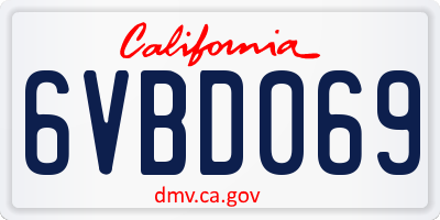 CA license plate 6VBD069