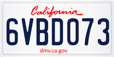 CA license plate 6VBD073