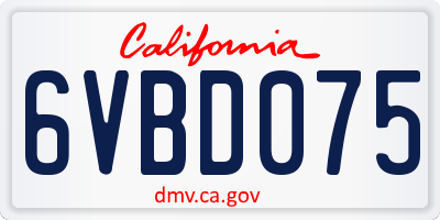 CA license plate 6VBD075