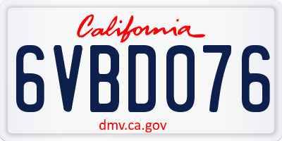CA license plate 6VBD076