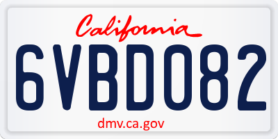 CA license plate 6VBD082