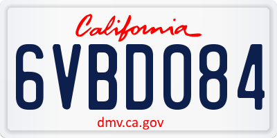CA license plate 6VBD084