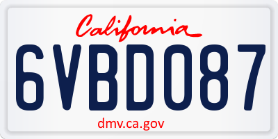 CA license plate 6VBD087