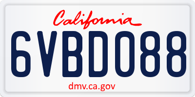 CA license plate 6VBD088