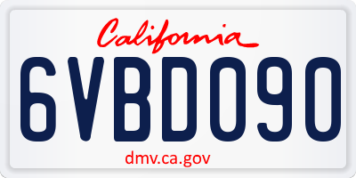 CA license plate 6VBD090