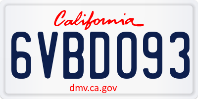 CA license plate 6VBD093