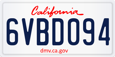 CA license plate 6VBD094