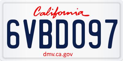 CA license plate 6VBD097