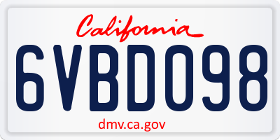 CA license plate 6VBD098