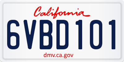 CA license plate 6VBD101