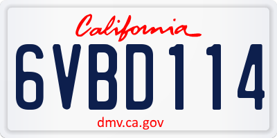 CA license plate 6VBD114