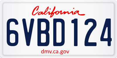 CA license plate 6VBD124