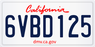 CA license plate 6VBD125