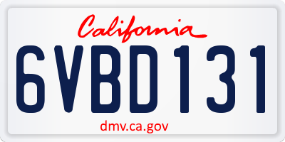 CA license plate 6VBD131