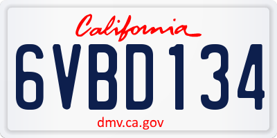 CA license plate 6VBD134