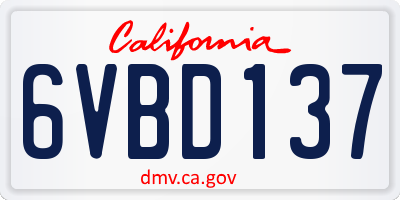 CA license plate 6VBD137