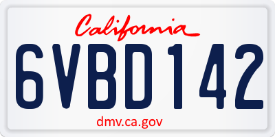 CA license plate 6VBD142
