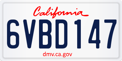 CA license plate 6VBD147