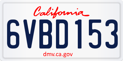 CA license plate 6VBD153