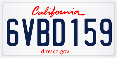 CA license plate 6VBD159