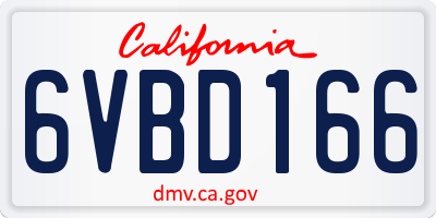 CA license plate 6VBD166