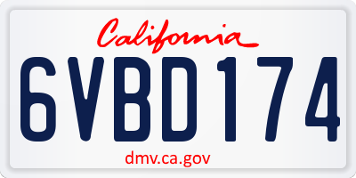 CA license plate 6VBD174