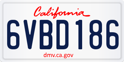 CA license plate 6VBD186
