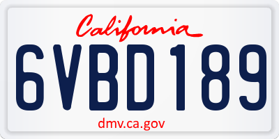 CA license plate 6VBD189