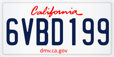 CA license plate 6VBD199