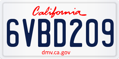 CA license plate 6VBD209