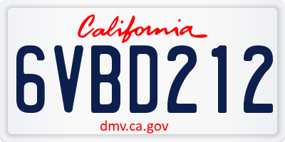 CA license plate 6VBD212
