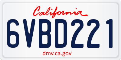 CA license plate 6VBD221