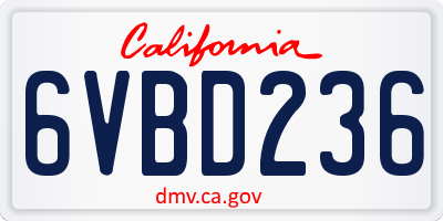 CA license plate 6VBD236