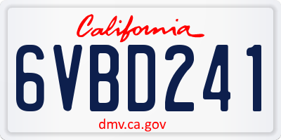 CA license plate 6VBD241